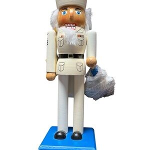 Vintage White Nutcracker Navy Sailor 14”